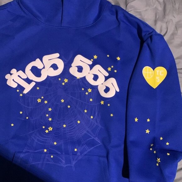 Spider Worldwide TC Blue 555 Sp5der Men’s Large Pullover Hoodie - Picture 2 of 3